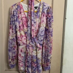 Express Multicolor Floral V-Neck Dress